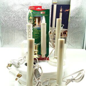 VTG Window Candle Brass, Pewter Plated Base Dusk Dawn Sensor Electric & Battery